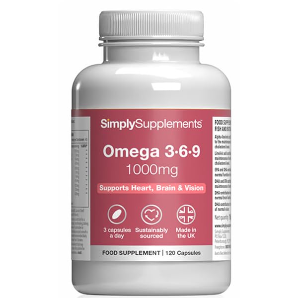 Omega 3 6 9 1000mg Fish Oil | Supports Heart, Brain & Vision Health | 120 Softgels = 40 Days’ Supply | High-Strength Essential Fatty Acids | Purified Fish Oil, Flaxseed & Sunflower Oil | UK-Made Unflavoured 120 count (Pack of 1)