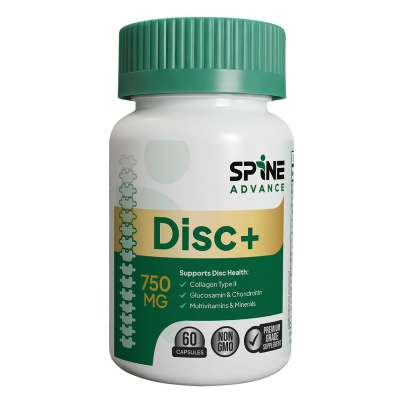 Disc+ Spinal Health Supplement - Glucosamine, Chondroitin, Collagen, Vitamins & Trace Minerals – Supports Healthy Spinal Discs and Back - 60 Capsules - 100% Natural Ingredients Disc Plus