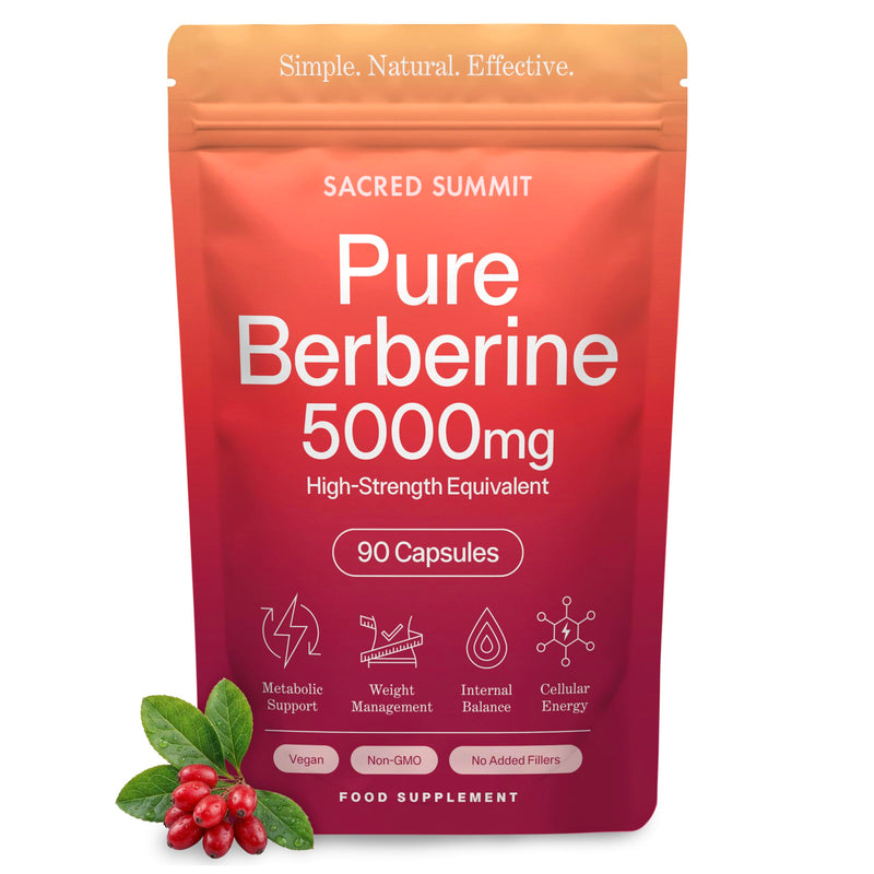 Pure Berberine 500mg – 10:1 Extract (5000mg Equivalent) – Vegan Capsules – Premium Plant-Based Supplement for Everyday Balance and Vitality – 90 Capsules