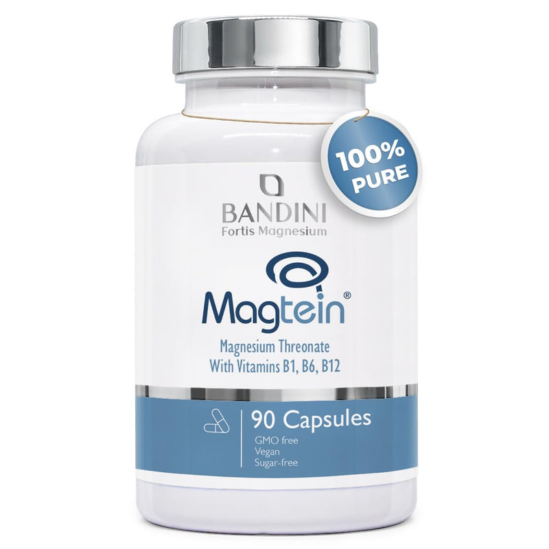 Bandini® Magnesium L-Threonate Magtein® | High Strength Magnesium L Threonate 2000mg per Serving with Vitamins B1, B6, and B12 | 90 Vegan Capsules | High Absorption for Cognitive Function Support