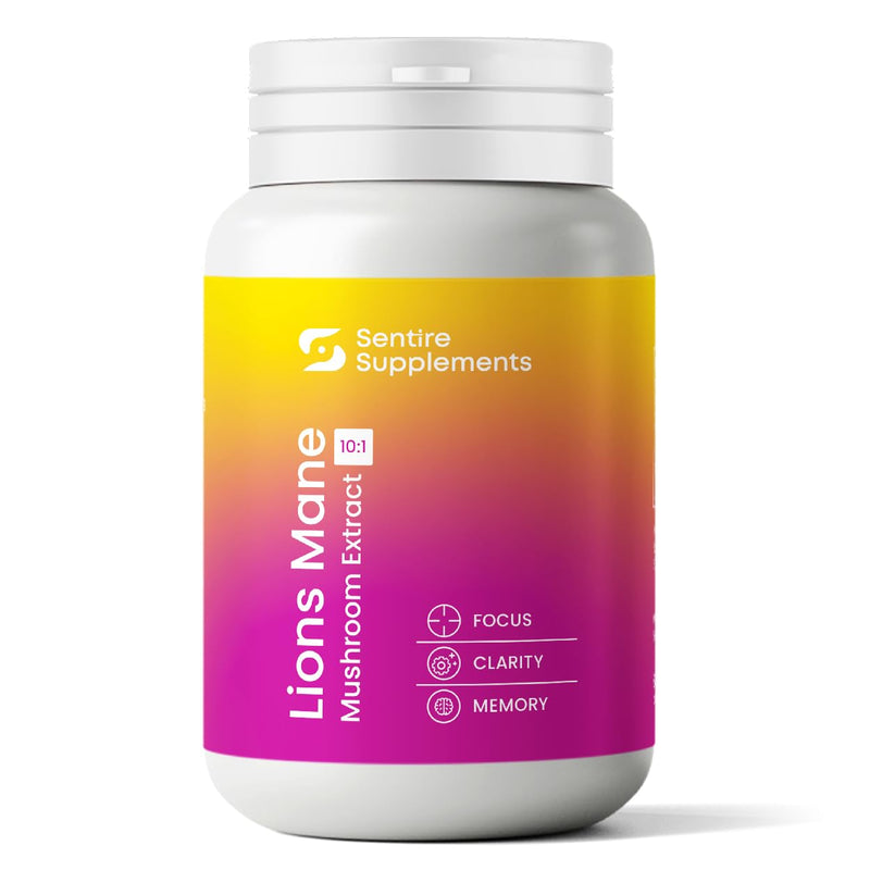 Sentire Lions Mane Mushroom Capsules - 1500mg High Strength 10:1 Extract - Full Fruiting Body - Focus, Memory & Clarity - 60 Capsules - 100% Natural, No Artificial Ingredients