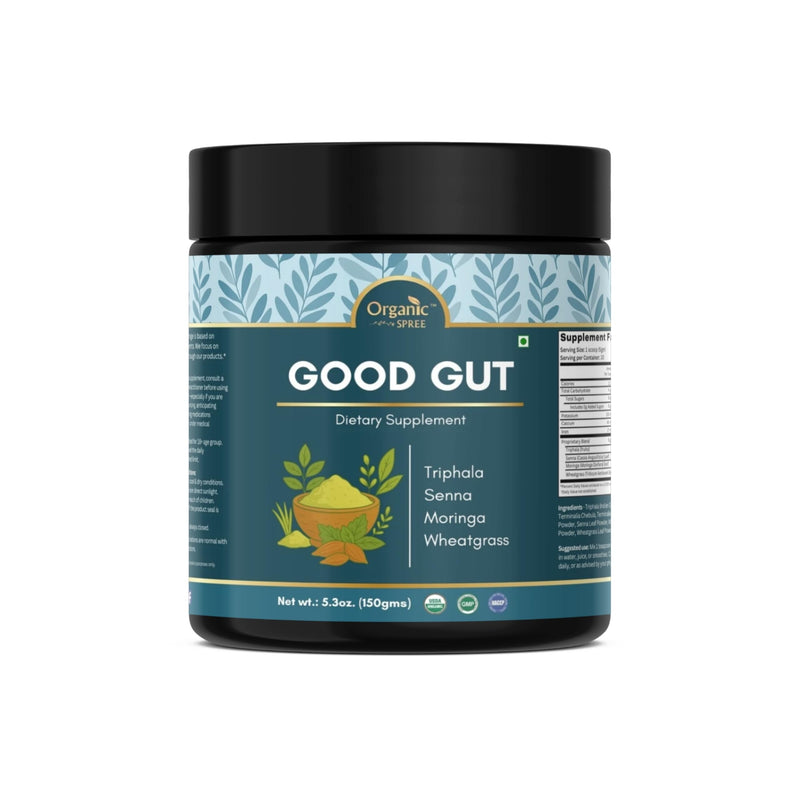 Organic Spree Good Gut Powder – 150 g (5.3oz) | USDA Organic Certified | Ayurvedic Blend of Triphala, Moringa, Wheatgrass & Senna (1) 1