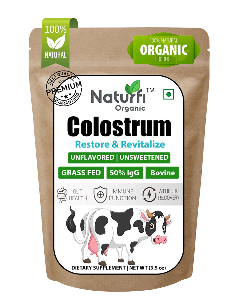 Colostrum Powder | 100 Servings | 50% IgG | Freeze-Dried | First 4-6 Hour Milking Grass Fed Colostrum - Bovine Colostrum, Gut Health Bloating Immunity Skin & Hair, Keto, Gluten & Fat Free (3.5 Oz)