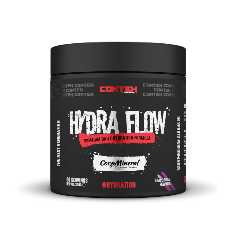 Conteh Sports Hydra Flow Electrolyte Powder - Daily Hydration with Vitamins & CocoMineral - Grape Soda - 30 Servings
