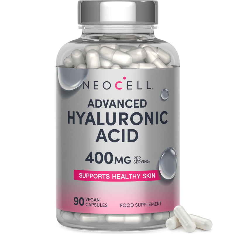 Hyaluronic Acid Supplement 400mg (500-700 KDA) | High Strength Vegan Formula with Vitamin C | for Women & Men | 90 Capsules | NeoCell