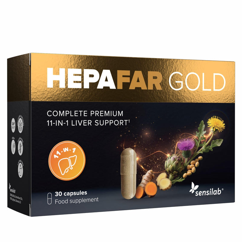 Hepafar Gold Premium with Glutathione, Turmeric, Silybin Complex, Choline, Artichoke, and Ginger - Liver Supplement, 30 Capsules, by Sensilab Hepafar Gold 1x