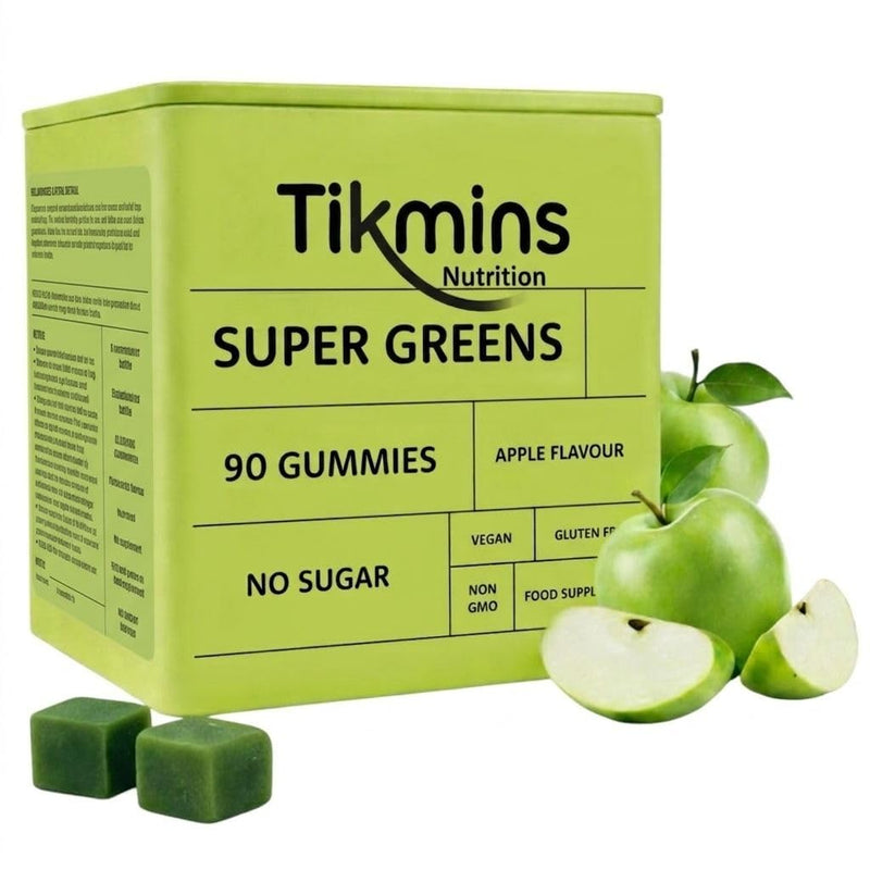 Super Greens Gummies | with Zinc, Vitamin B12, B6 & Vitamin C, D | Greens Supplement Multivitamin Gummies Made with 20+ Fruits & Veggies | Gluten-Free, Sugar-Free & Vegan (Green Apple) Green Apple