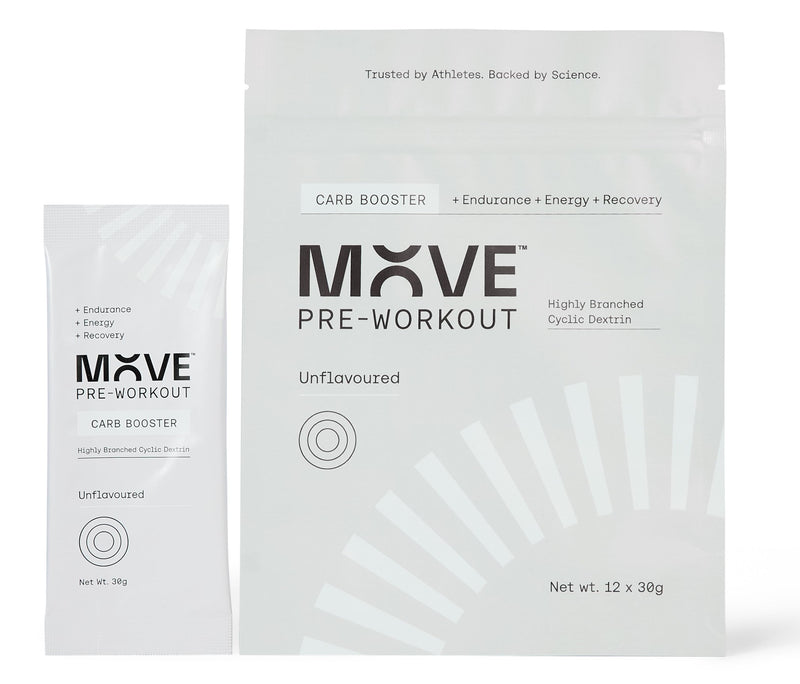 MOVE Pre-Workout Powder Carb Booster, 100% Highly Branched Cyclic Dextrin, 12 Sachets (12x30g)