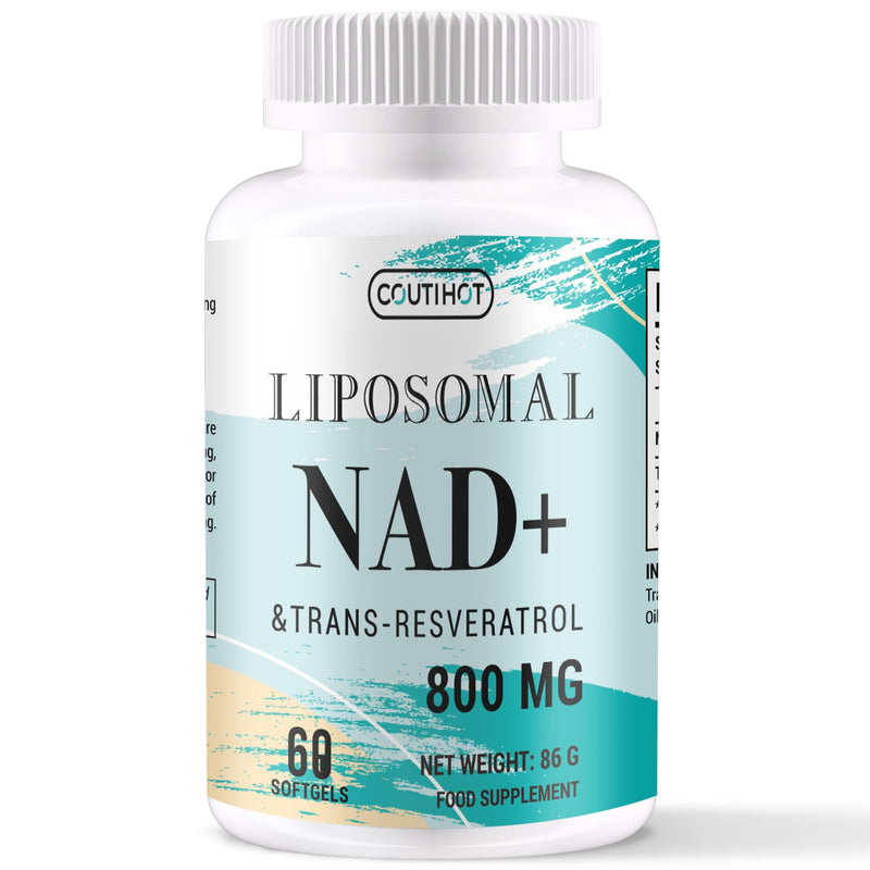 Liposomal NAD+ & Trans-Resveratrol 800mg – 60 Softgels | High Strength 2-in-1 Formula with NAD+ 500mg & Resveratrol 300mg | Non-GMO (60 Count (Pack of 1)) 60 count (Pack of 1)