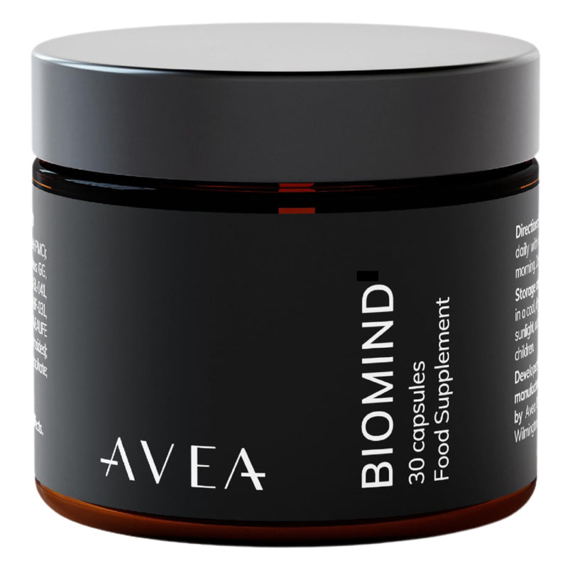 AVEA Biomind Probiotic & Brain Health Supplement (30 Capsules) - 30 Billion CFU Probiotic Supplement with Vitamin B12, Panax Ginseng & Vitamin B6 - Targets Brain Fog & Gut Health - Vegan Friendly
