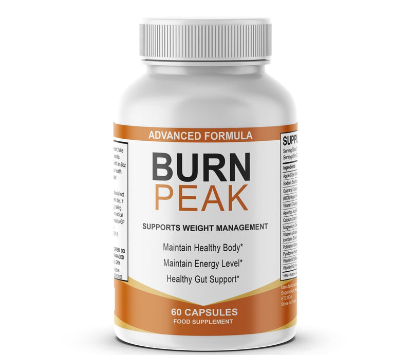 Burn Peak - Supports Weight Management, Energy & Body Balance | Non-GMO, Made in GMP Facilities/Vegan/New & Sealed / 60 Capsules