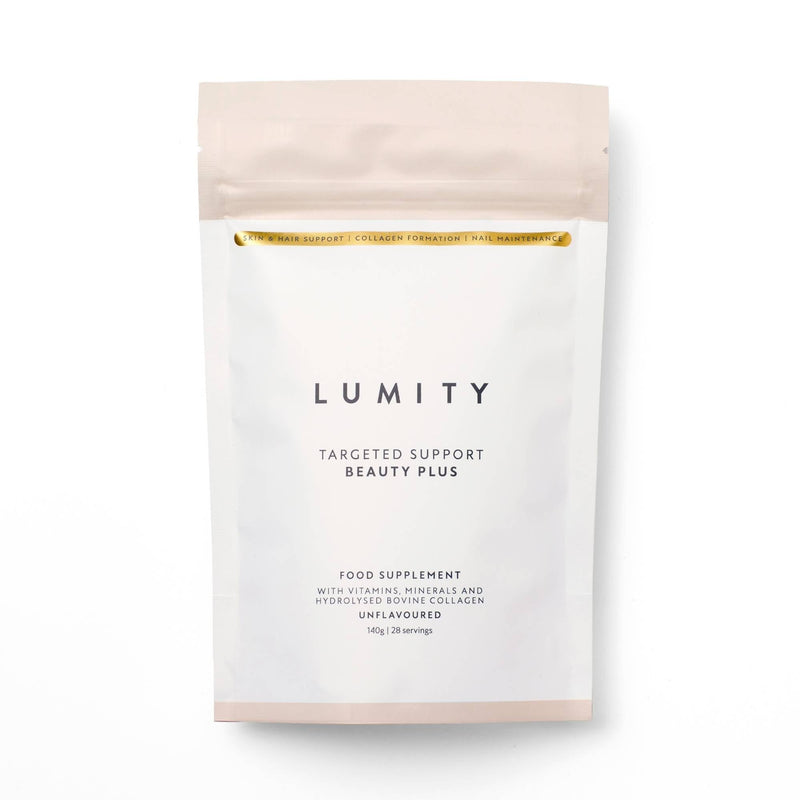 Lumity Beauty Plus - Hair Skin and Nails Vitamins for Women & Men, Collagen Supplements Enhanced with Copper, Vitamin C and Zinc & Selenium - Biotin Hair Growth, Womens Vitamins (Pouch 28 Servings)