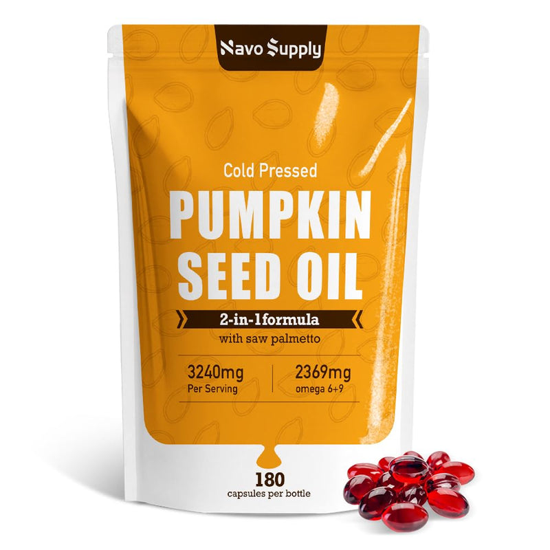 Pumpkin Seed Oil 3000mg - 100% Cold Pressed | 80% Linoleic & Oleic Acid | 180 Softgels, Naturally High in Essential Fatty Acids Orange