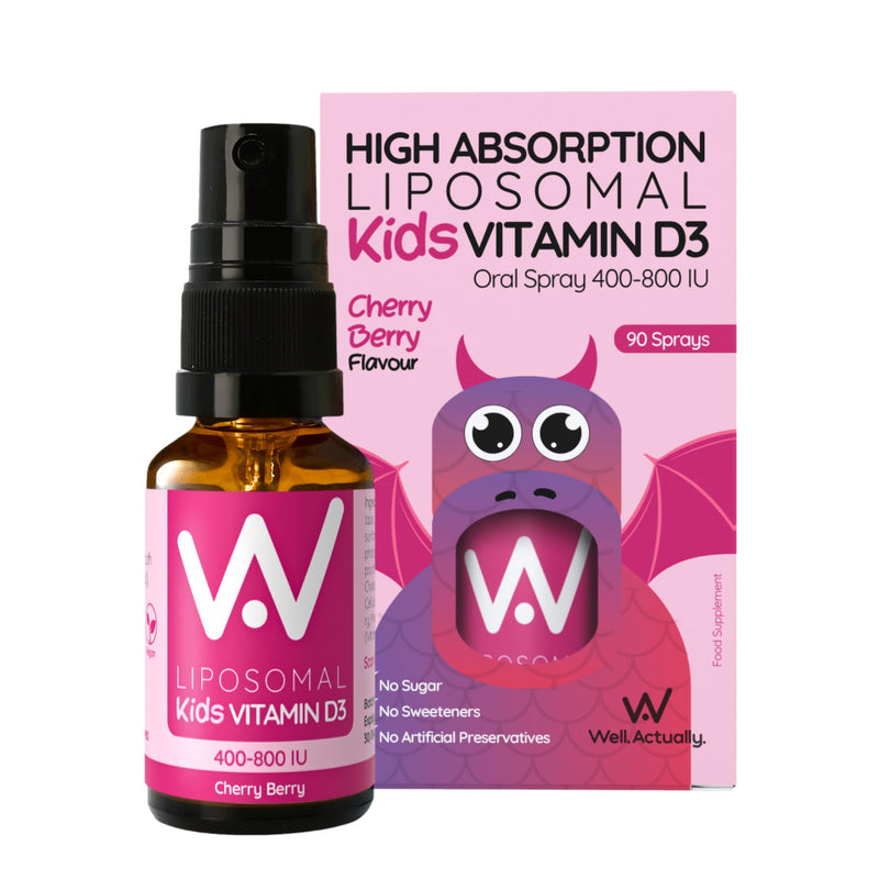 Kids Liposomal Vitamin D3 Spray 400 IU - Vegan VIT D Spray for Children - Immune System, Bones & Teeth Support - High Bioavailability Supplement, 90 Sprays | Cherry Berry KIDS VIT D3 Cherry Berry