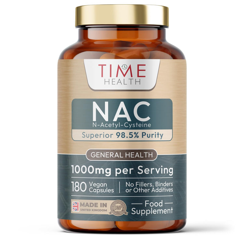 New: 1000mg NAC N-Acetyl-Cysteine - Ultra Pure 98.5% - 180 Capsules - 2/Day - Precursor to Super Antioxidant Glutathione - UK Made Supplement - GMP - Additive Free - Vegan