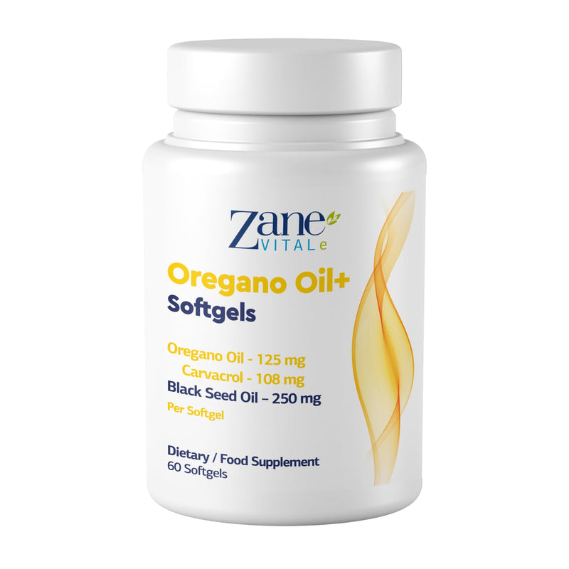 Zane Oregano Oil+ Oregano & Black Seed Oil Softgels – with Carvacrol & Thymoquinone – Dietary Supplement for Immune & Digestive Wellness - Non-GMO, Gluten-Free – 60 Softgels by Zane Vital.