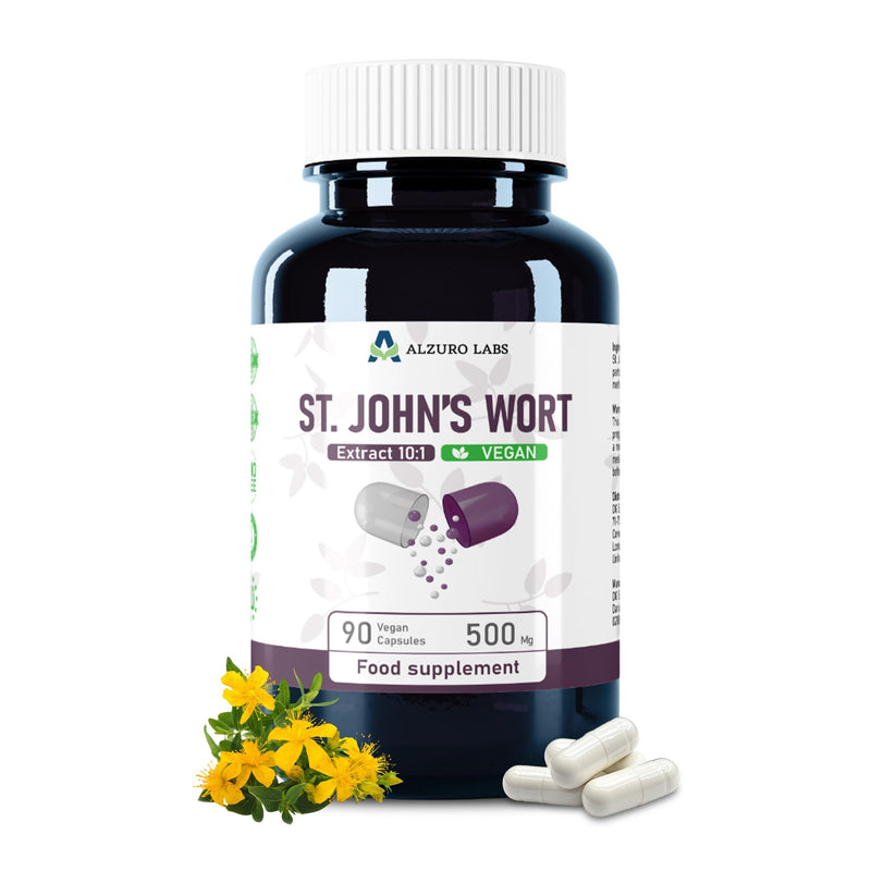 St. John's Wort 5,000mg Equivalent | High Strength 500mg 10:1 Extract | 90 Vegan Capsules | Mood & Emotional Wellbeing Support | GMP & 3rd Party Lab Tested