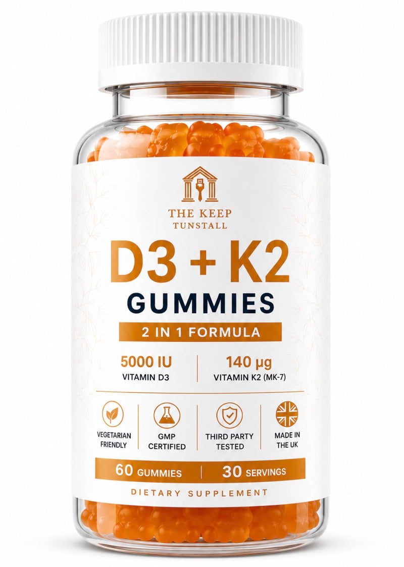 Vitamin D3 + K2 Gummies – Supports Bone Health, Immune System and Muscle Health – 2-in-1 Formula for Bone, Heart & Immune Support – Vegan, Sugar-Free, Gluten-Free – 60 Gummies - 30 Day Supply