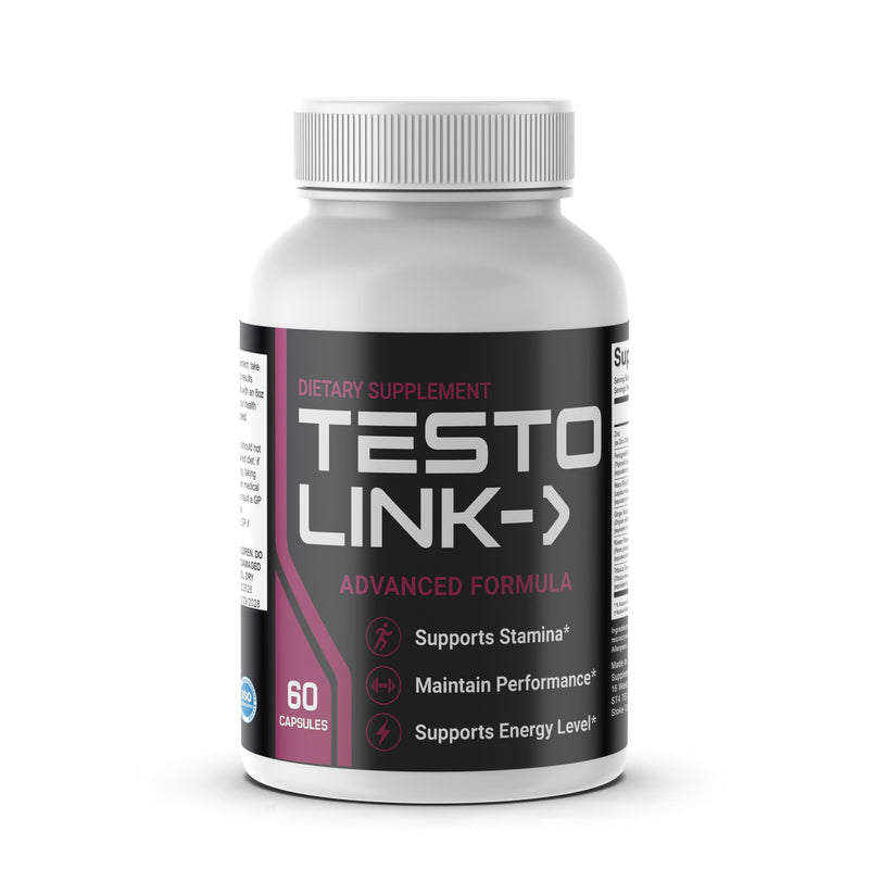 TestoLink Testosterone Support – 60 Capsules – Natural Testosterone Booster for Men – Energy, Strength, Stamina & Muscle Health – Vitality & Performance Supplement – UK Made
