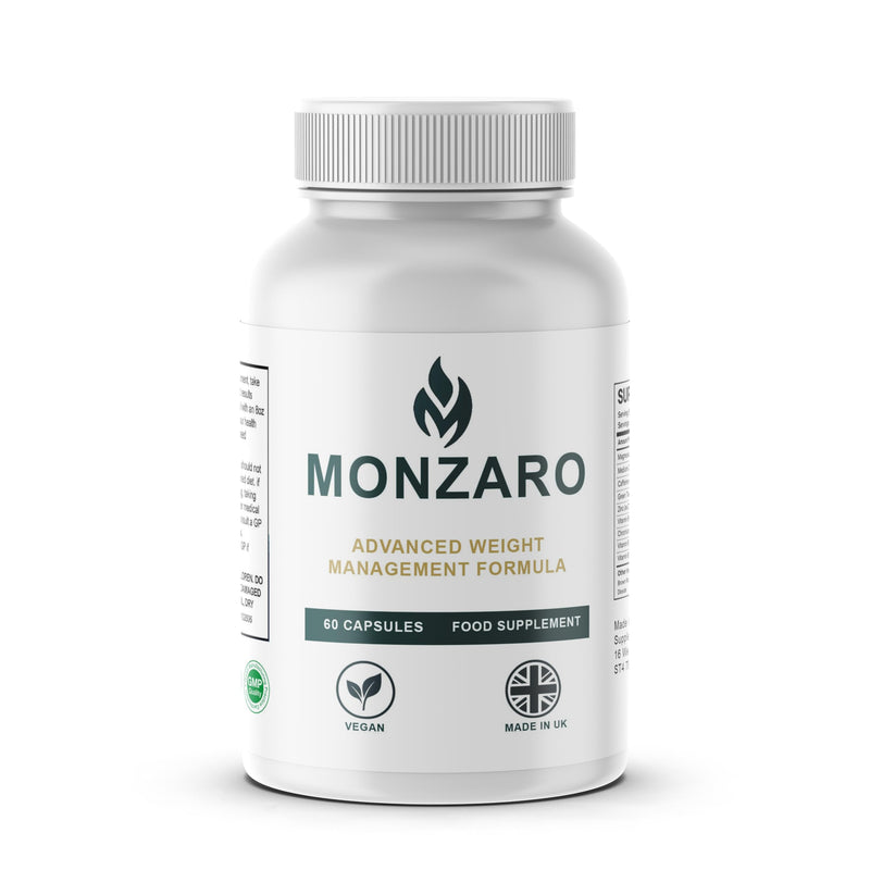 MONZARO Advanced Weight Management Formula – 60 Capsules – Premium Natural Fat Burner & Metabolism Booster – Appetite Suppressant & Energy Support – UK Made Food Supplement