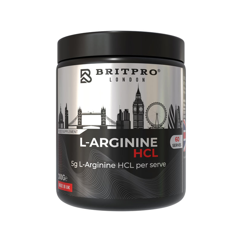 L-Arginine HCL, 300g - High Purity Powder - Supports Nitric Oxide Production & Blood Flow - Pre Workout Performance & Muscle Pumps - Circulation Support - Made in the UK