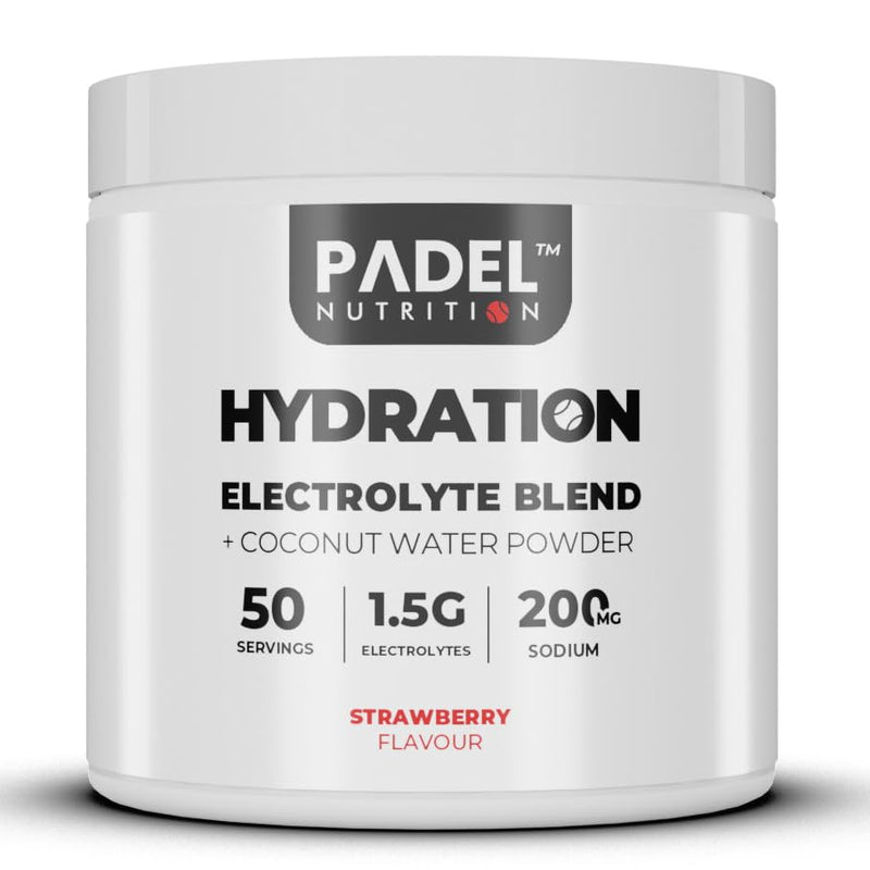 Electrolyte Supplement for Padel Tennis - 50 Servings | Hydration Electrolyte Blend with Coconut Water | Rapid Rehydration, Cramp Prevention & Endurance Support by Padel Nutrition (Strawberry) Strawberry