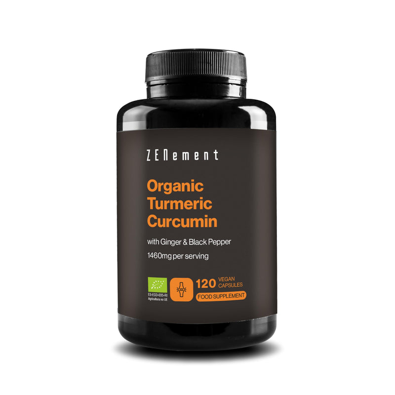 Organic Turmeric Curcumin - 1460mg (2 Capsules) with Ginger & Black Pepper - 100% Organic & Vegan, High Absorption Synergistic Formula - 120 Plant-Based Capsules, 2 Month Supply - Zenement