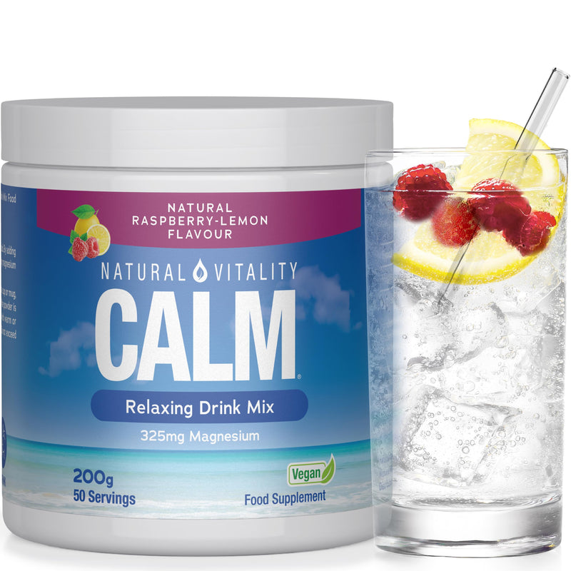 Natural Vitality Calm Magnesium Powder Supplement | Relaxing Drink Mix | High Strength Magnesium Carbonate | for Women & Men | Vegan | Natural Raspberry-Lemon Flavour | 200g