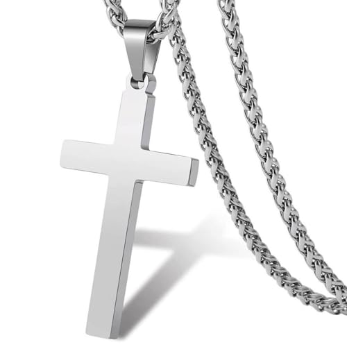 Cross Necklace Men,Silver Cross Necklaces,Crucifix Necklace for Men