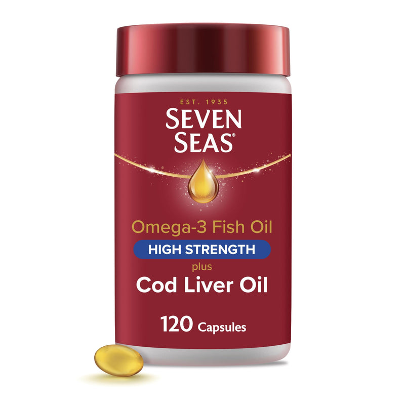 Seven Seas Omega-3 Fish Oil High Strength Plus Cod Liver Oil & Vitamin D, 120 Capsules, 4 Months Supply