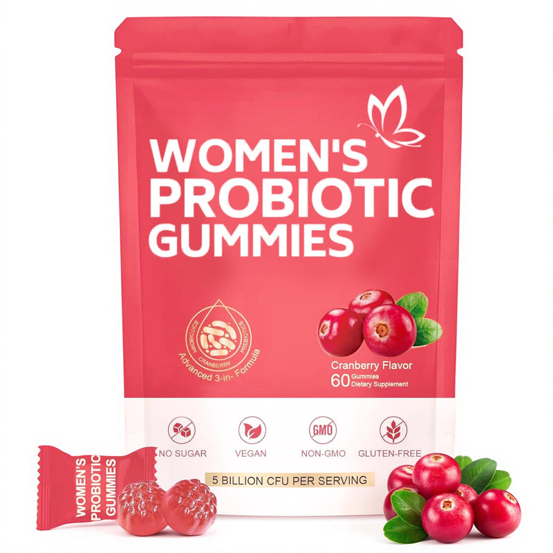 Probiotic Gummies for Women, Viginal Health Balance Gummies, Feminine Balance Gummy with Cranberry Prebiotic, Supports pH Balance & Intimate Flora | 60 Gummies