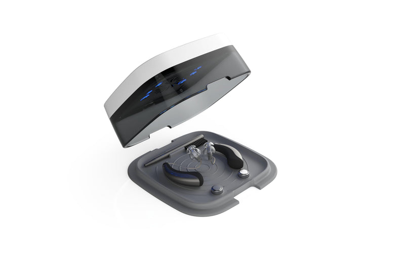 flow-med Dry-Turbo cd 2.1 UV - Hearing Aid Dehumidifier - Also for Rechargeable Hearing Aids - Medical Device - UV LED - Powerful Fan - Dry in 30 min - Automatic Stop - USB-C - German Development