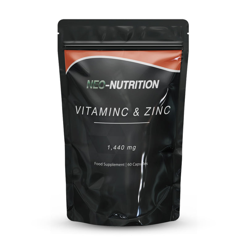 Vitamin C 1400mg Zinc 40mg - 60 Capsules - High Strength Immune Support – 1 Month Supply - Resealable Pouch – Neo Nutrition