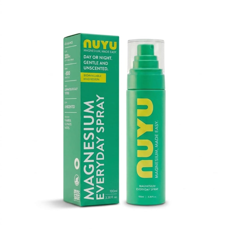 NUYU Magnesium Spray Everyday 100ml | Fast-Absorbing Magnesium Chloride | Includes Audio Magnesium™Ritual | 100% Vegan, Natural Sleep Aid, UK Made Everyday Spray