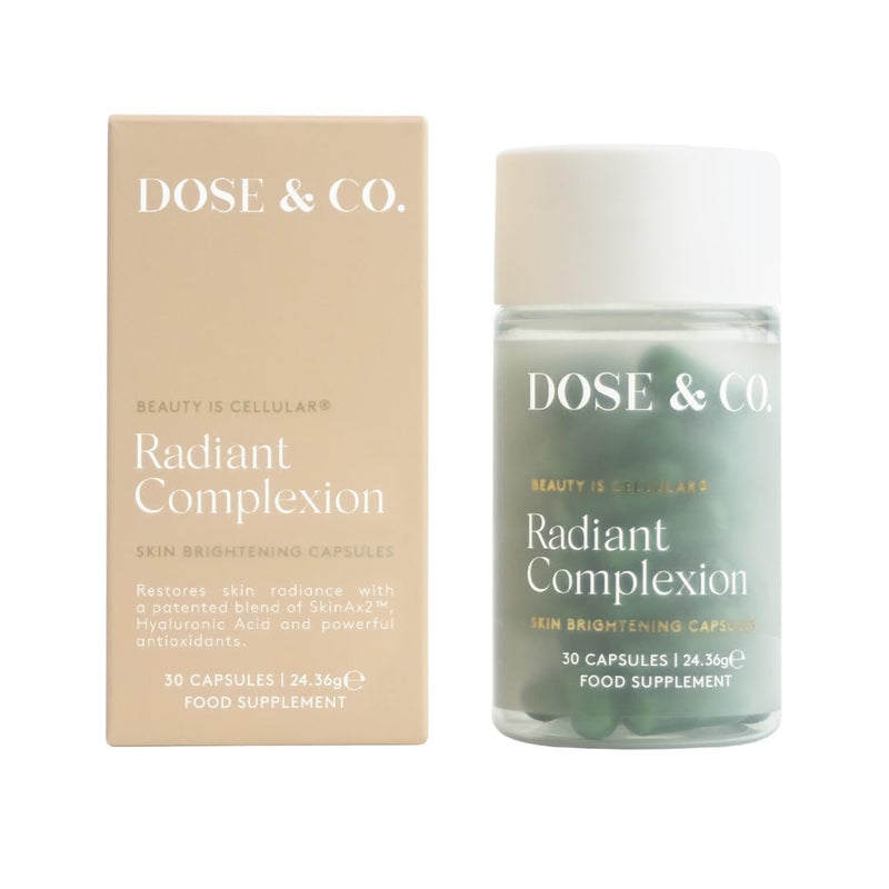 Dose & Co Radiant Complexion Capsules – 30 Capsules | Hyaluronic Acid + SkinAx2™, Vitamins & Zinc | Supports Skin Radiance, Hydration & Elasticity | Vegan, Gluten-Free Daily Skin Supplement