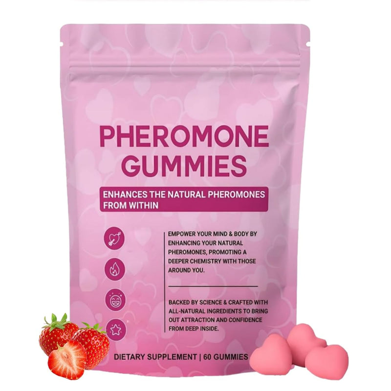 Women's Pheromone Gummies for Health, Scientific Formula with Beetroot, Parsley, and Gluten-Free - Non-GMO, Enhances Attraction and Confidence, Strawberry Flavor (60)