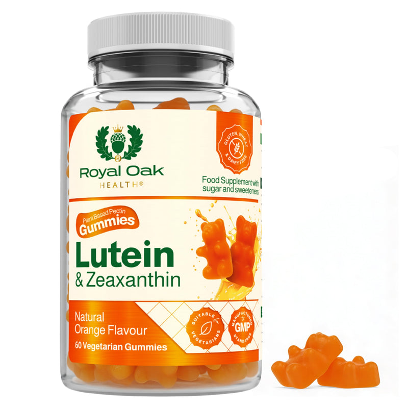 Lutein & Zeaxanthin Gummies 12mg + 2.4mg with Vitamin A 800µg | Vision Support Eye Complex | Natural Orange Flavour | Plant Based Pectin | Vegetarian | 60 Gummies | UK Made | GMP Certified Lutein & Zeaxanthin Gummies