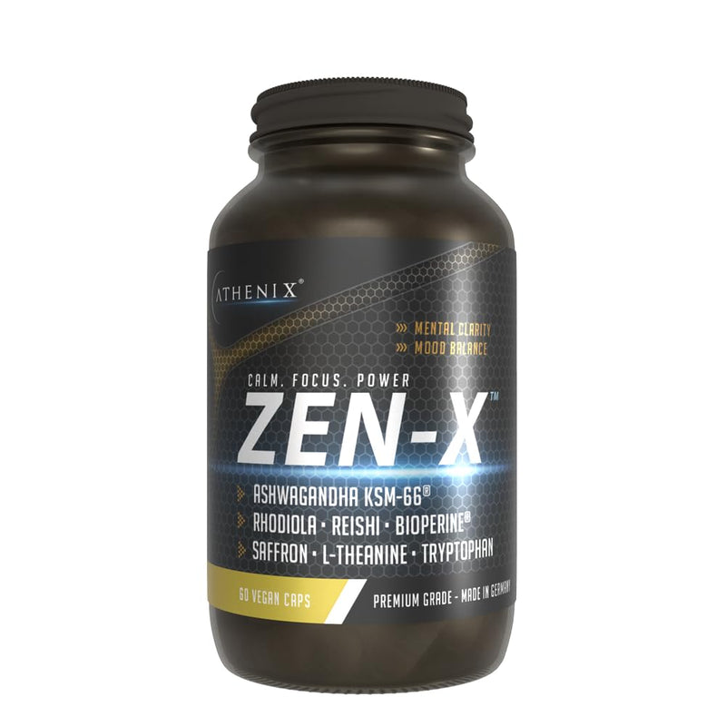 ATHENIX® Zen-X – Advanced Adaptogen Complex for Focus, Mood & Mental Performance | with KSM-66® Ashwagandha, affron® Saffron, Rhodiola & L-Theanine | Premium Vegan Cognitive Support | Made in Germany