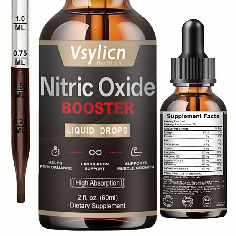 Nitric Oxide Supplements for Men, Nitric Oxide Booster with L-Arginine, L-Citrulline | Energy, Circulation & Muscle Recovery | Pre Workout for Men & Women | Endurance & Performance | 60ml Vegan