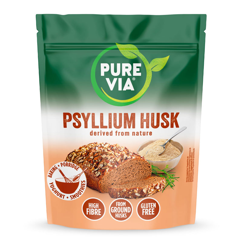 Pure Via Psyllium Husk 500g | Plant-Based Fibre | Fine Milled for Easy Mixing | Ideal for Smoothies, Baking & Everyday Recipes | Vegan & Gluten-Free
