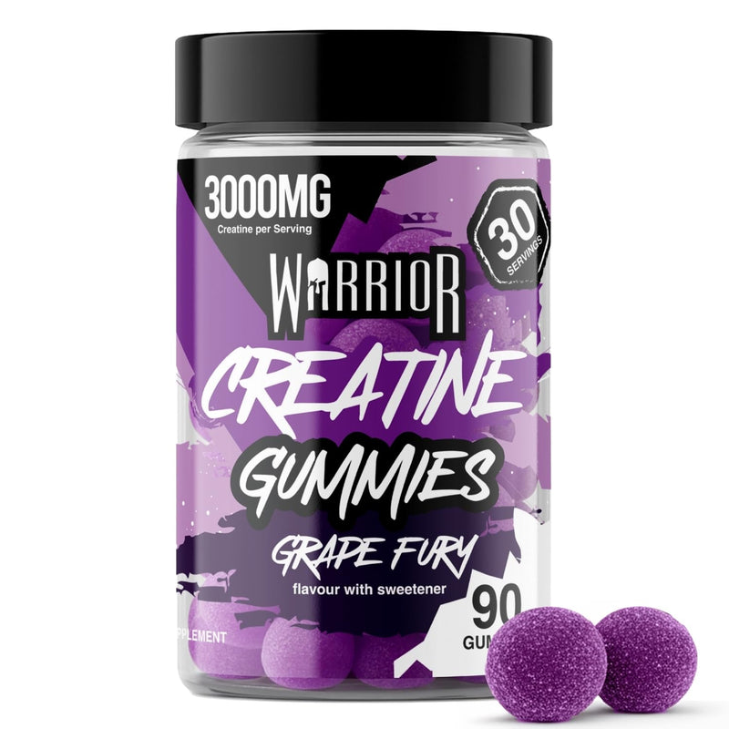 Warrior Creatine Gummies 90 Gummies – 1000mg Each – 30 Day Supply – High Strength Creatine Monohydrate Gummies – Vegan, Sugar Free Chewable Supplement for Strength & Recovery (Grape Fury) Grape Fury