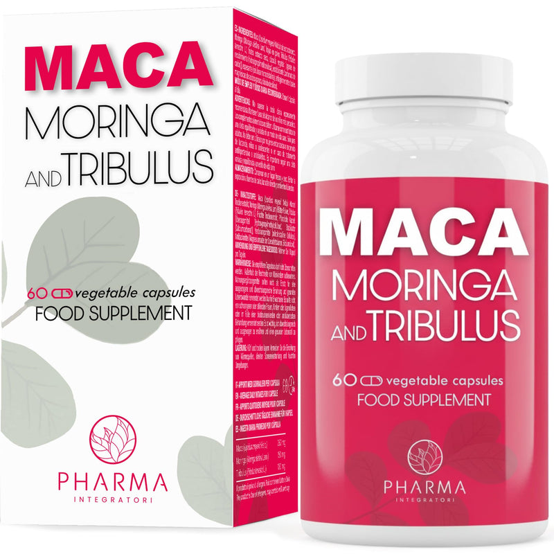 Maca with Moringa and Tribulus Terrestris Capsules - Black, Red and Yellow Maca Root – Pure Maca Powder, Peruvian Maca, Organic Maca Powder - for Women and Men, Maca Supplement with Black Maca Root
