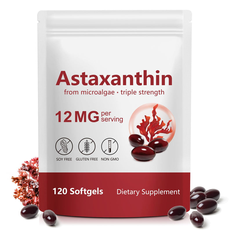 Astaxanthin Supplements, Premium Astaxanthin Softgels Antioxidant Supplement, Immune System Health, Non-GMO & No Gluten - 120 Softgels