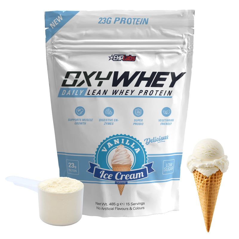 EHP Labs OxyWhey Lean Whey Protein Powder - 23g of Whey Isolate Protein, Meal Replacement Shake, Sugar Free Protein Powder - 15 Serves, Vanilla Ice Cream