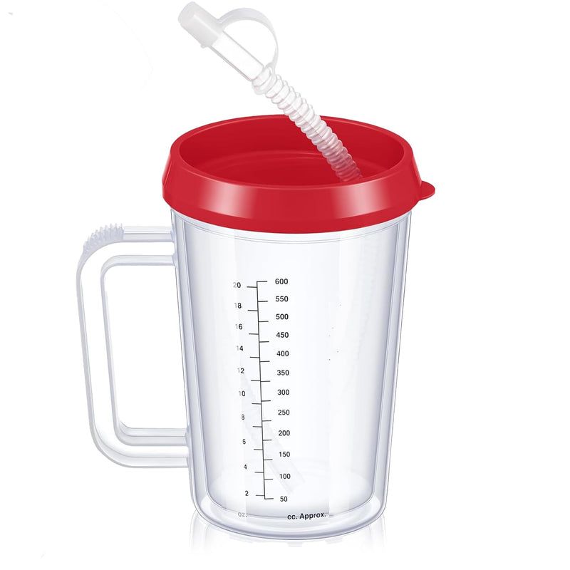 Disabled Adults Drinking Cup/Beaker/Mug/Sippy Cup, Adult Drinking for Disabled Adults Cup Water Bottle for The Elderly, Vulnerable and Disabled, Red 1