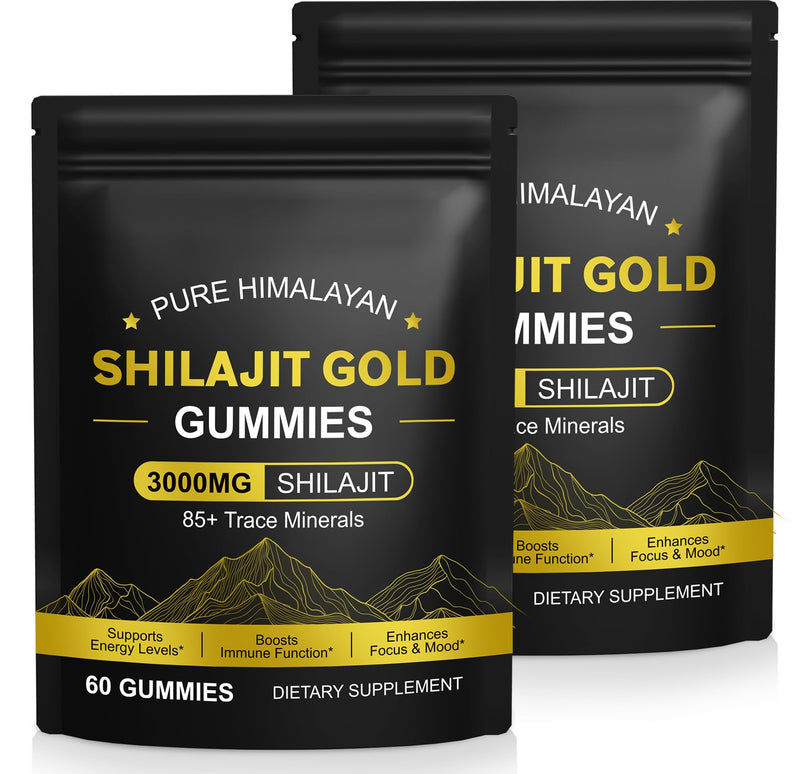 Shilajit Gummies 3000mg 2Pack - Himalayan Shilajit for Energy, Immunity Support - Natural Supplement for Men & Women, 60 Chewable Gummies 120 count (Pack of 1)