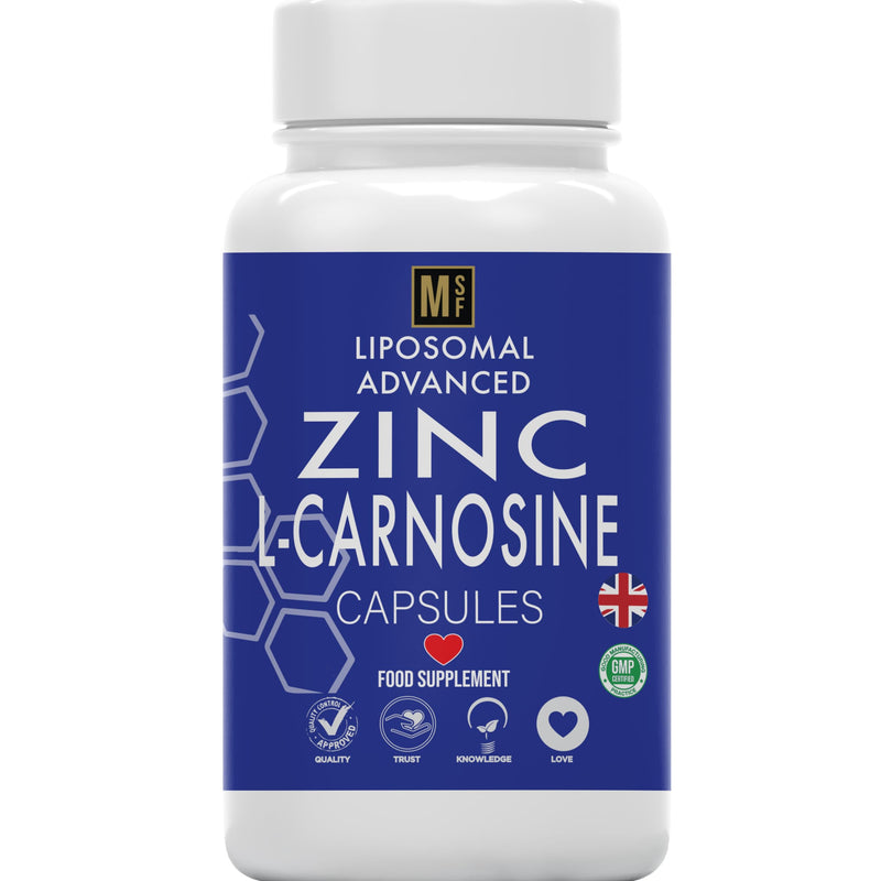 Zinc L-Carnosine Supplement | 180 Easy to Swallow Capsules | 1-A-Day, 6 Months Supply | Advanced Liposomal Zinc & Amino Acid L Carnosine for Max Absorption | No Fillers | Non-GMO | Vegan | UK Company