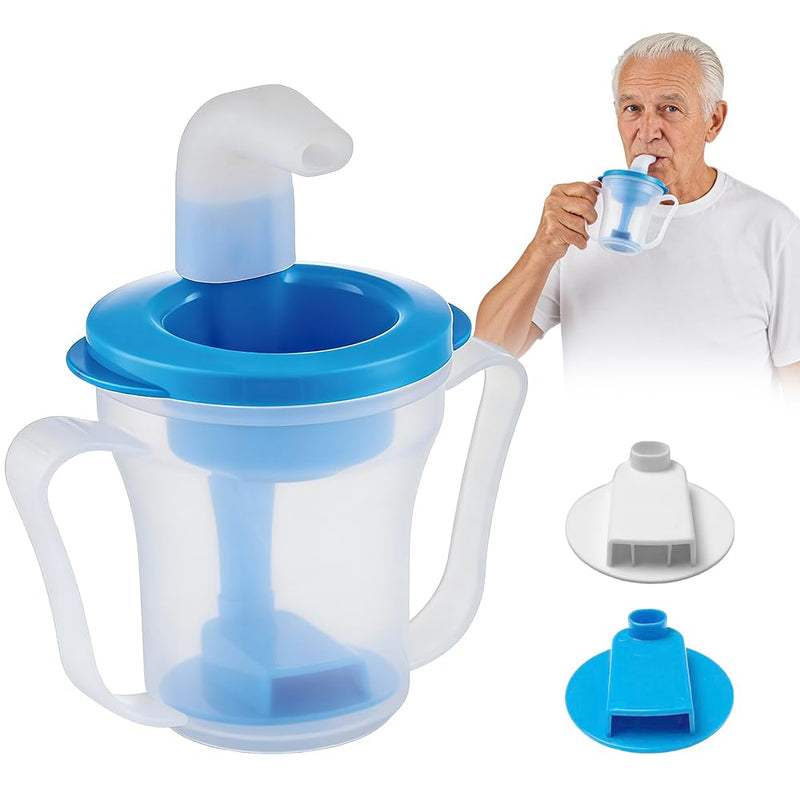 Dysphagia Cups for Adults, Medical Grade Dysphagia Regulating Drinking Cup&Non-Spill Beakers for Elderly with 5cc/10cc Flow Control, Safe for Stroke,Non Spill Cups for Elderly,Limited Mobility B