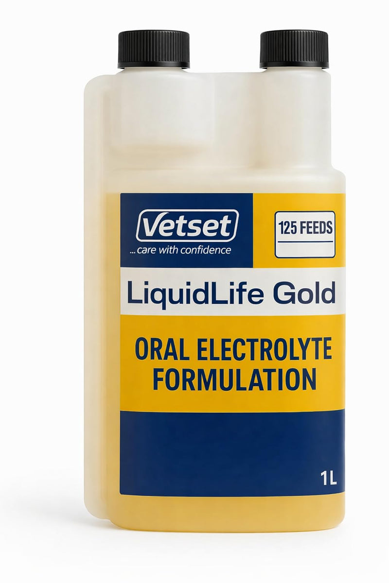 LiquidLife Gold |Foal & Calves Electrolyte Solution |Oral Rehydration & Energy Supplement for Calves, Lambs & Pigs |Restores Fluids, Salts & Vitality After Dehydration, Scours or Stress 1 Litre