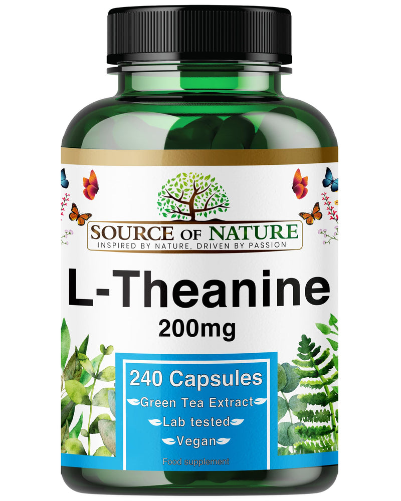 L-Theanine 200 mg – 240 Vegan Capsules – High Strength Amino Acid from Green Tea | 8-Month Supply | 98% Pure, No Additives | Danish Made